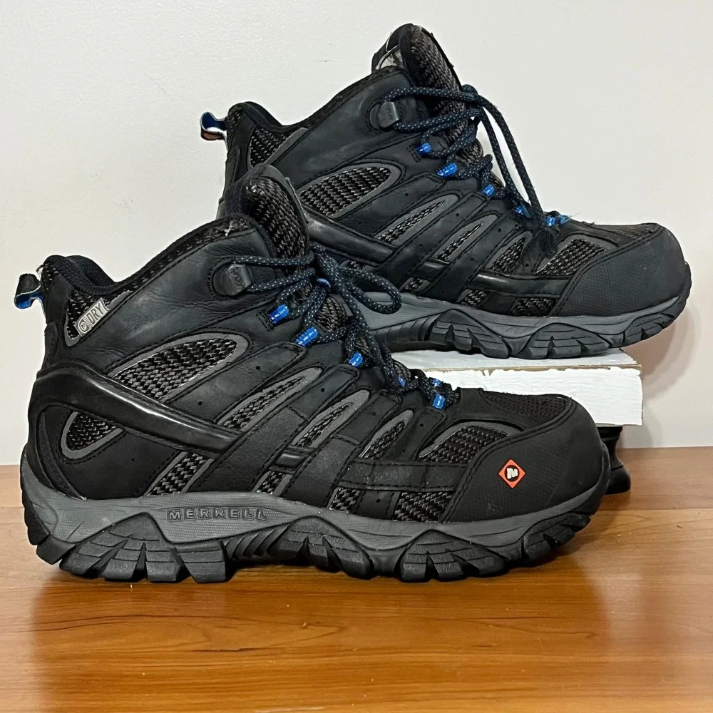 Merrell Work Moab 2 Mid Waterproof Composite Toe Black‎ Boots Mens 7 J15751